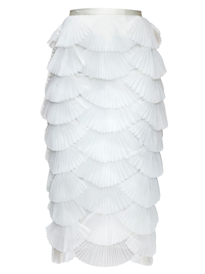 Andrea Iyamah Ari Scalloped Midi-skirt In Ivory