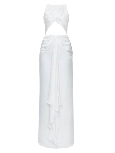 Andrea Iyamah Sia Ruched Cut-out Maxi Dress In Ivory