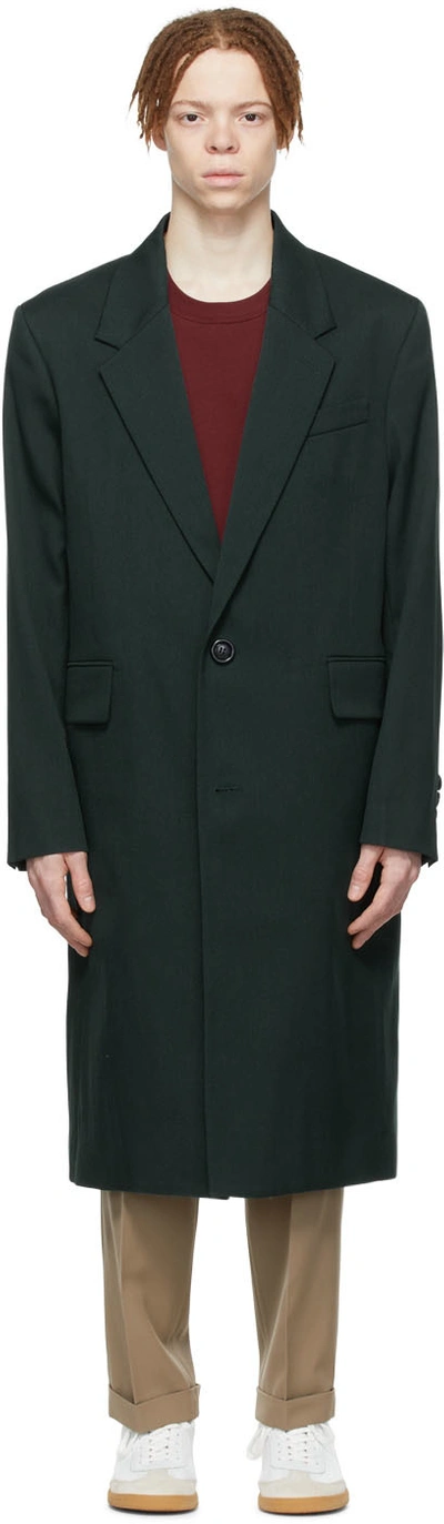 Ami Alexandre Mattiussi Green Wool Coat In Evergreen/311