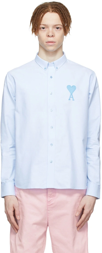 Ami Alexandre Mattiussi Blue Ami De Cœur Shirt In Sky Blue/450