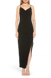 Alexia Admor Frankie Cowl Neck Slit Dress In Black