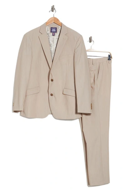 Savile Row Co Hoxton Tan Solid Two Button Notch Lapel Bi-stretch Suit
