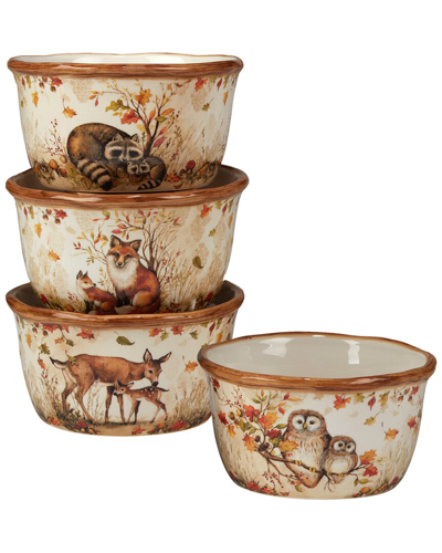 Certified International Pine Forest Set Of 4 Ice Cream Bowl In Multicolor