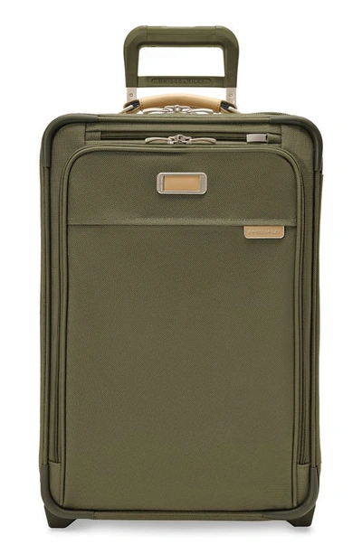 Briggs & Riley Baseline Essential Carry On Spinner Suitcase In Olive