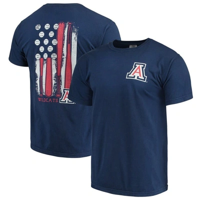 Image One Men's Navy Arizona Wildcats Baseball Flag Comfort Colors T-shirt