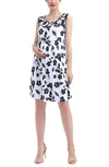 Kimi And Kai Eliana Floral Print Skater Maternity Dress In Black/ White