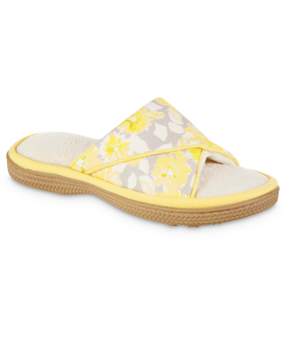 Isotoner Signature Women's Kelly Floral Slide Slippers In Lemon