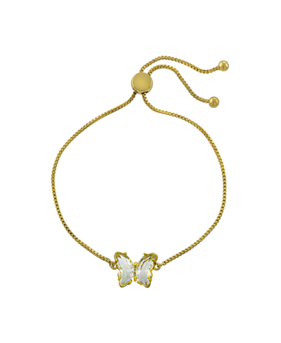 Macy's Women's Crystal Butterfly Bolo Adjustable Bracelet In K Gold Plated Brass