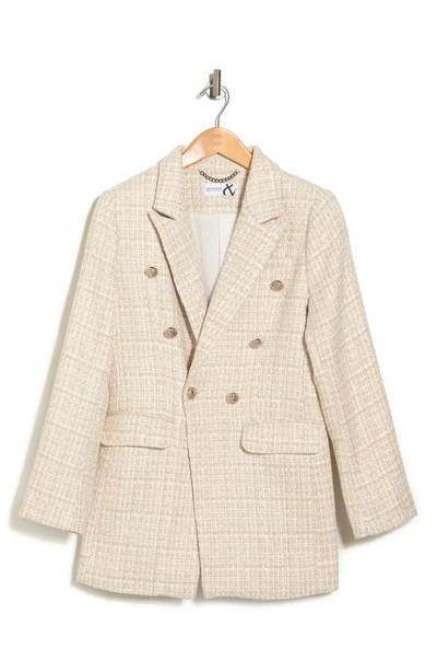 Belle & Bloom Princess Polly Tweed Blazer In Beige / White