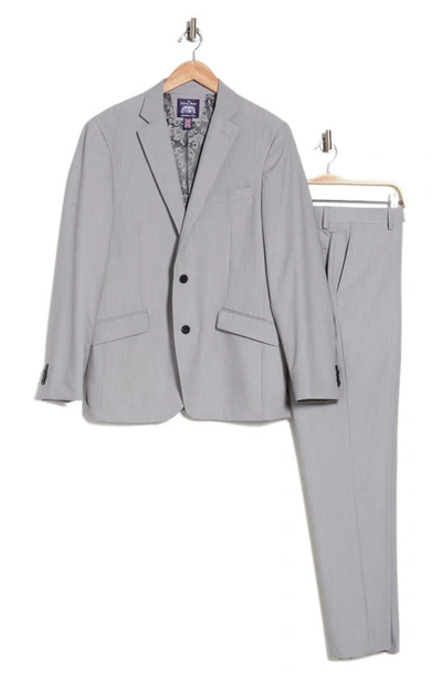 Savile Row Co Hoxton Light Grey Solid Two Button Notch Lapel Bi-stretch Suit