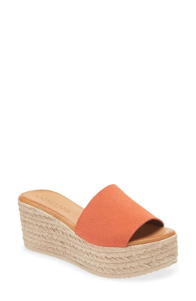 Cordani Buffy Espadrille Platform Sandal In Coral Suede