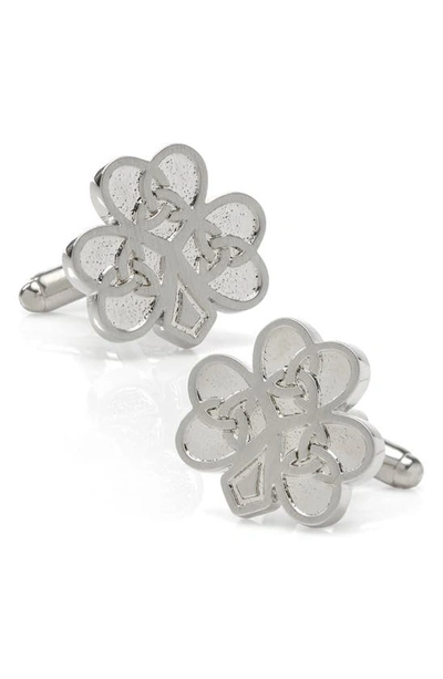 Cufflinks, Inc Celtic Knot Shamrock Cuff Links In Silver