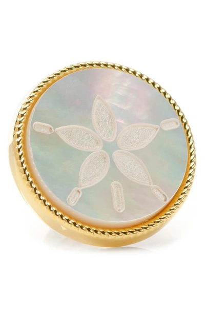 Cufflinks, Inc Sand Dollar Mother-of-pearl Lapel Pin In Gold