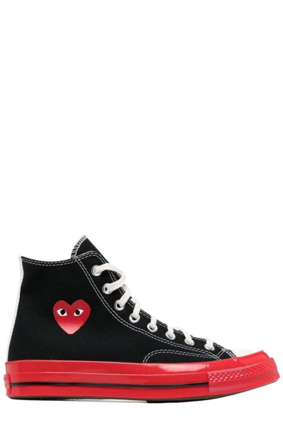 Comme Des Garçons Play Ct70 Hi Top Red Sole Black And Red Canvas High Trainers Cdg Play X Converse In Multi-colored