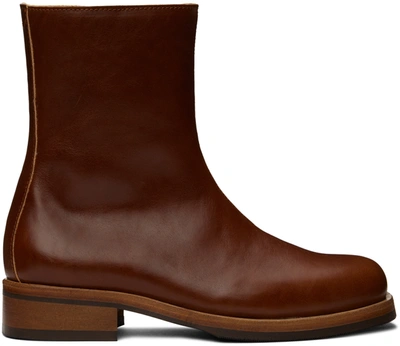 Our Legacy Brown Camion Leather Ankle Boots