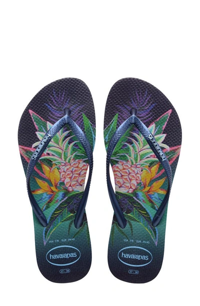 Havaianas Women's Slim Tropical Sandals Women's Shoes In Navy Blue