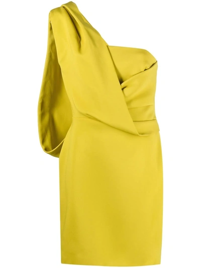 Tom Ford Asymmetric Draped One-shoulder Mini Dress In Yellow