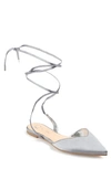 Journee Collection Lace-up Pointed-toe Flat In Silver