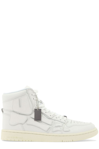 Amiri Skel Bones High Top Leather Sneakers In White