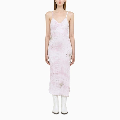 Des_phemmes Pink Tie-dye Dress With Crystals In Multicolor