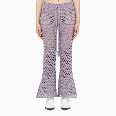 Matimì Lilac Crochet Bell Bottom Trousers In Purple