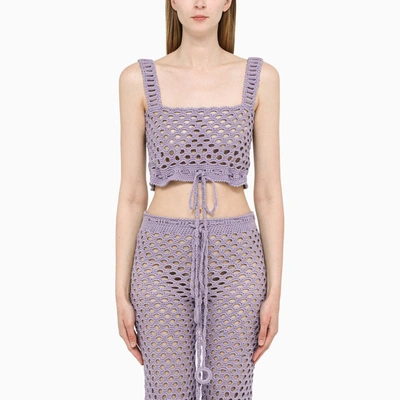 Matimì Lilac Crochet Waistcoat Crop-top In Purple