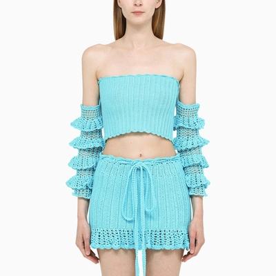 Matimì Blue Crochet Top In Light Blue