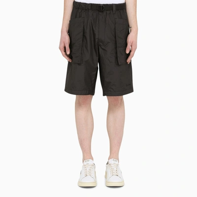 Goldwin Black Nylon Cargo Bermuda Shorts