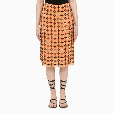 Des_phemmes Orange Floral Skirt