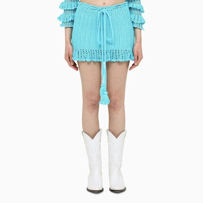 Matimì Blue Crochet Mini Skirt In Light Blue