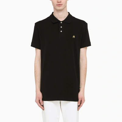 Moose Knuckles Black Polo T-shirt With Logo Print