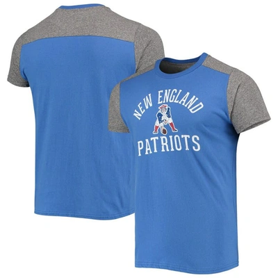 Majestic Threads Royal/heathered Grey New England Patriots Gridiron Classics Field Goal Slub T-shirt