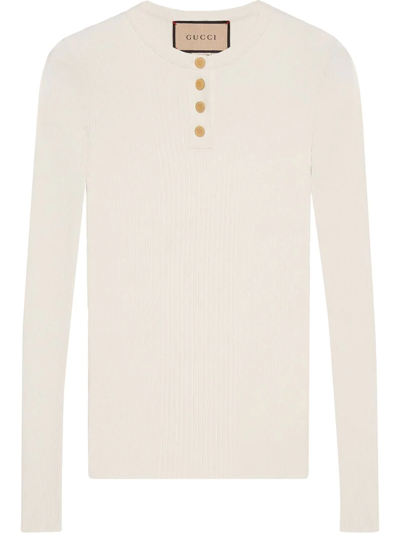 Gucci Extra Fine Viscose Long Sleeves T-shirt In White