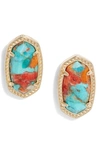 Kendra Scott Ellie Earrings In Turquoise Red Oyster