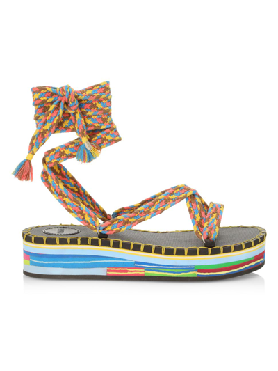 Chloé Lou Crocheted Recycled-cotton And Polyester Sandals In Multicolor