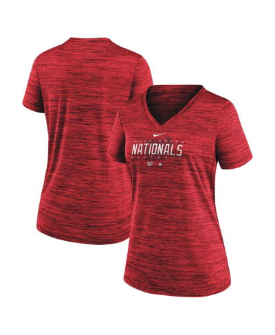 Nike Women's  Red Los Angeles Angels Authentic Collection Velocity Practice Performance V-neck T-shir
