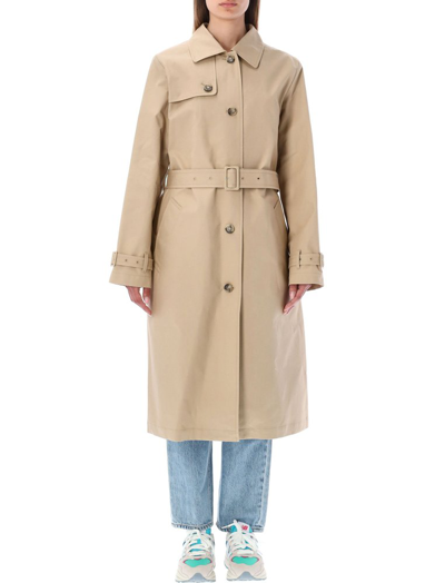 Apc Beige Single-breasted Trench Coat In Neutrals