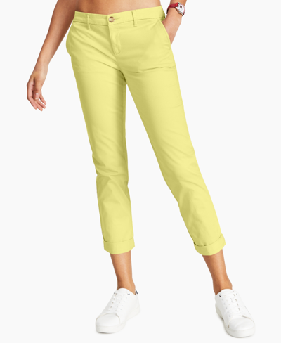 Tommy Hilfiger Women's Th Flex Hampton Cuffed Chino Straight-leg Pants, Created For Macy's In Snapdrgn