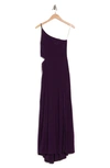 Jump Apparel One-shoulder Side Cutout Gown In Eggplant