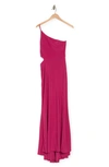 Jump Apparel One-shoulder Side Cutout Gown In Fuchsia