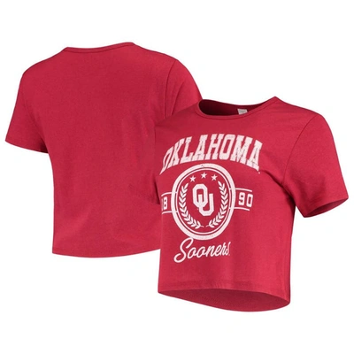 Zoozatz Crimson Oklahoma Sooners Core Laurels Cropped T-shirt