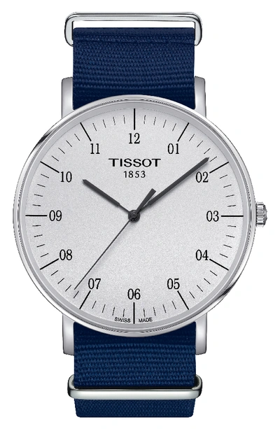 Tissot Everytime Nato Strap Watch, 42mm In White/navy