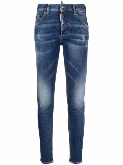 Dsquared2 Stonewashed Skinny Jeans In Denim