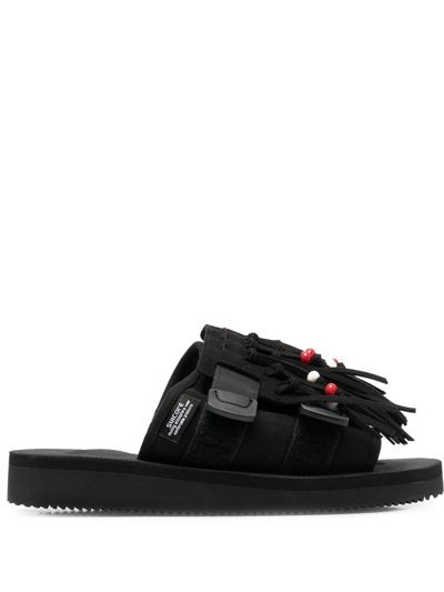 Suicoke Moto-cab Fringed Sandals In Black