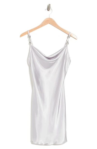 Jump Apparel Satin Cowl Neck Slip Dress In Silver