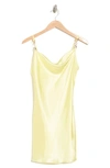 Jump Apparel Satin Cowl Neck Slip Dress In Lemon
