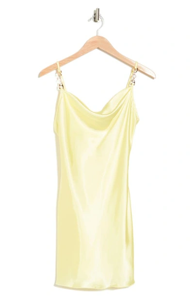 Jump Apparel Satin Cowl Neck Slip Dress In Lemon