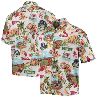 Reyn Spooner White St. Louis Cardinals Logo Scenic Button-up Shirt In Burnt Orange