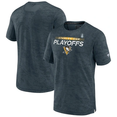 Fanatics Branded Charcoal Pittsburgh Penguins Authentic Pro 2022 Stanley Cup Playoffs T-shirt
