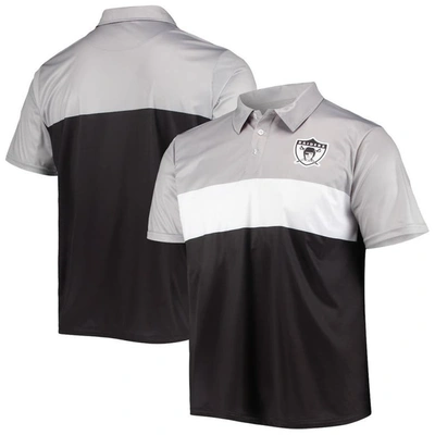 Foco Men's  Silver, Black Las Vegas Raiders Retro Colorblock Polo Shirt In Silver,black